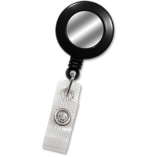 BRADY PEOPLE ID Badge Reel with Silver Sticker Reinforced Vinyl Strap & Belt Clip (Black 25-Pack)