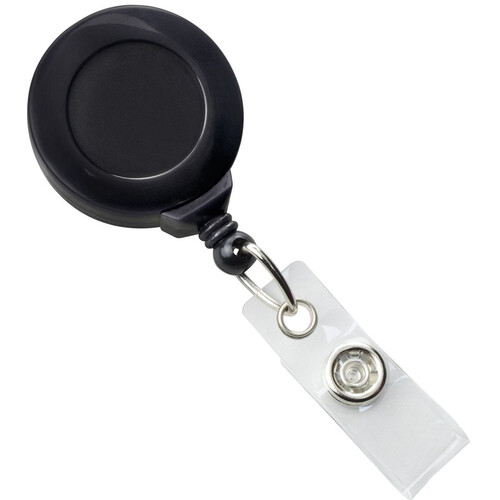 BRADY PEOPLE ID No-Twist Badge Reel with Clear Vinyl Strap & Swivel Spring Clip (Black 25-Pack)