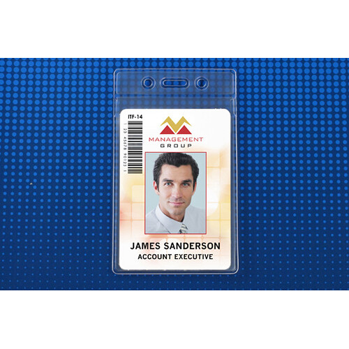 BRADY PEOPLE ID Clear Vinyl Vertical Badge Holder with Fold-Over Flap (2.63 x 3.7