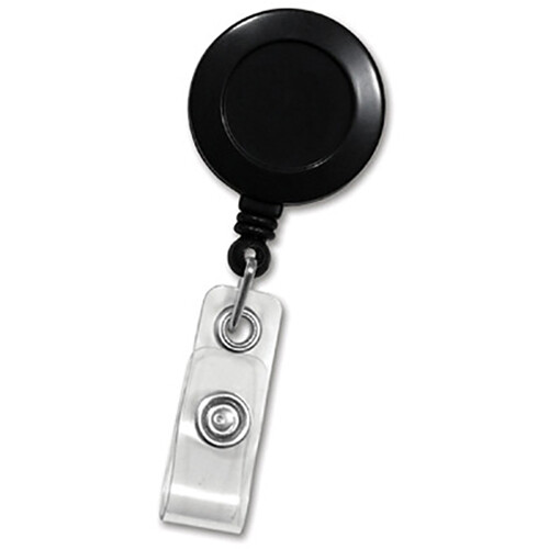 BRADY PEOPLE ID Round Badge ID Reel with Strap & Side Clip (Black 25-Pack)