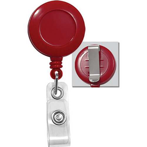 BRADY PEOPLE ID Round Badge ID Reel with Strap & Side Clip (Red 25-Pack)