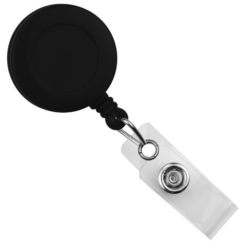 BRADY PEOPLE ID Round Badge ID Reel with Strap & Swivel Clip (Black 25-Pack)
