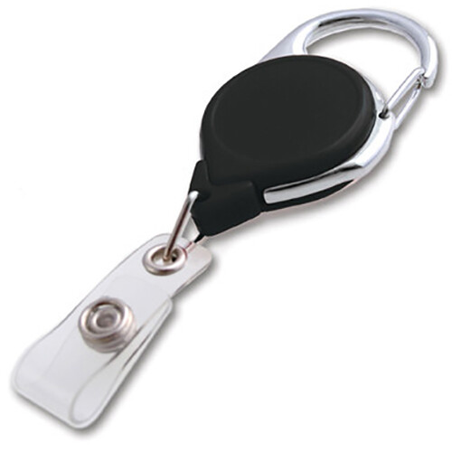BRADY PEOPLE ID Carabiner Badge Reel with Strap (Black 25-Pack)