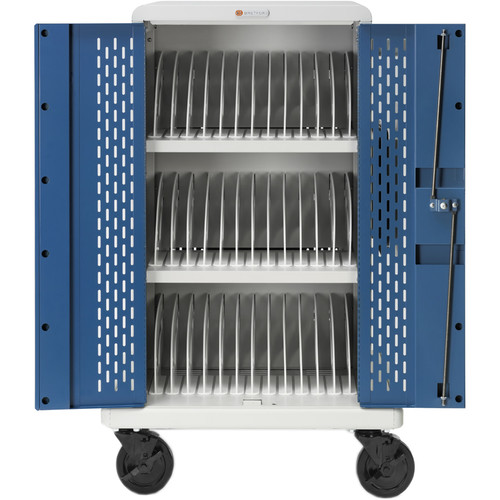 Bretford Core MS Store & Charge Cart with Rollers for 36 Chromebook Devices (Concrete/Blue)
