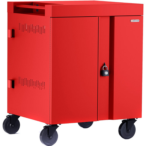 Bretford 32-Device CUBE Charging Cart for Chromebooks Laptops & Tablets (Red)