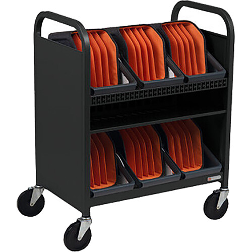 Bretford CUBE Transport Cart with Caddies (90 AC Outlets Maroon)
