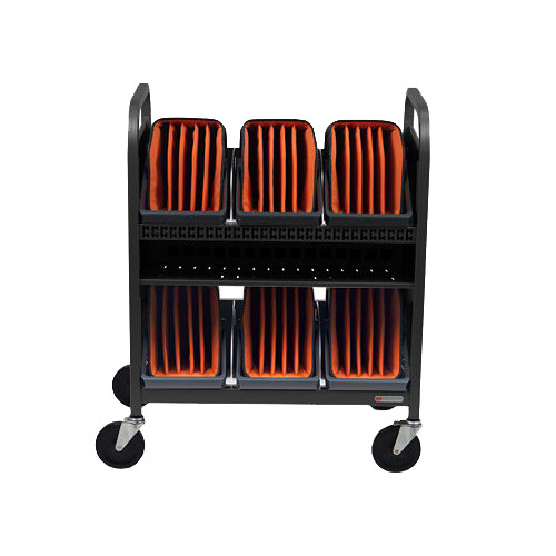 Bretford CUBE Transport Cart with Caddies (Standard AC Outlets Maroon)