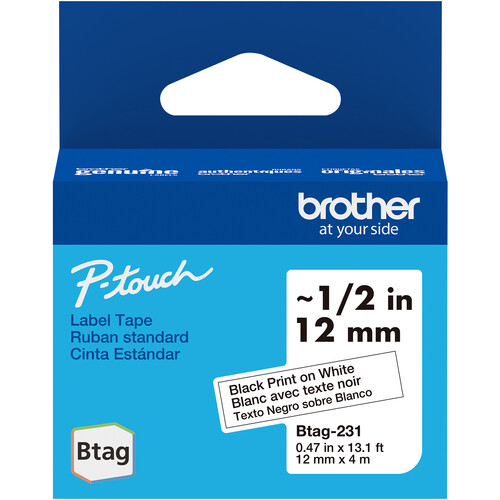 Brother Btag Label Tape for P-Touch PT-N10 PT-N20 & PT-N25BT (Black on White 0.5
