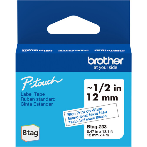 Brother Btag Label Tape for P-Touch PT-N10 PT-N20 & PT-N25BT (Blue on White 0.5