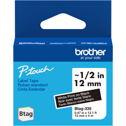 Brother Btag Label Tape for P-Touch PT-N10 PT-N20 & PT-N25BT (White on Black 0.5