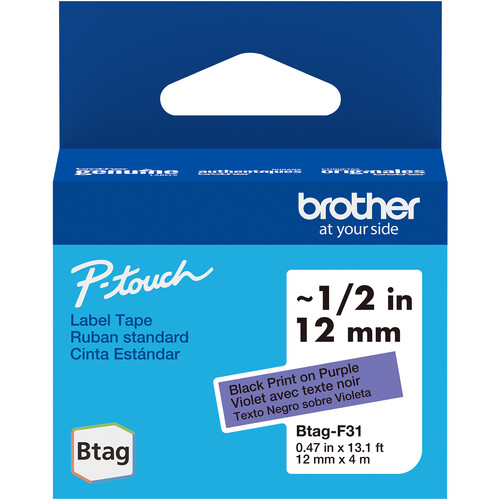 Brother Btag Label Tape for P-Touch PT-N10 PT-N20 & PT-N25BT (Black on Purple 0.5