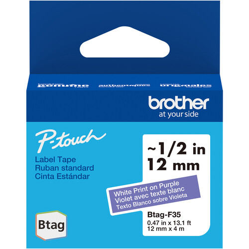 Brother Btag Label Tape for P-Touch PT-N10 PT-N20 & PT-N25BT (White on Purple 0.5