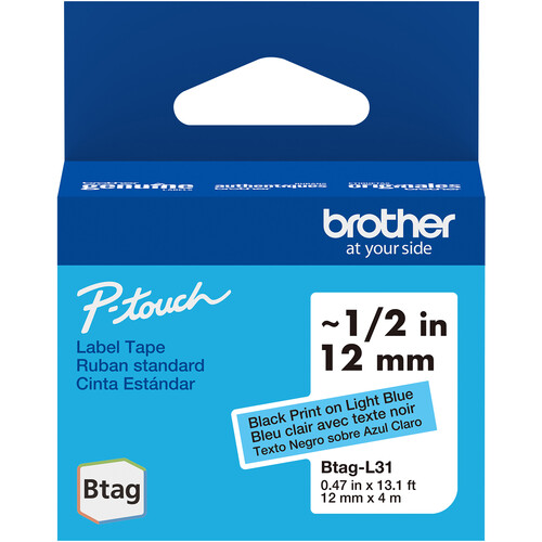 Brother Btag Label Tape for P-Touch PT-N10 PT-N20 & PT-N25BT (Black on Light Blue 0.5