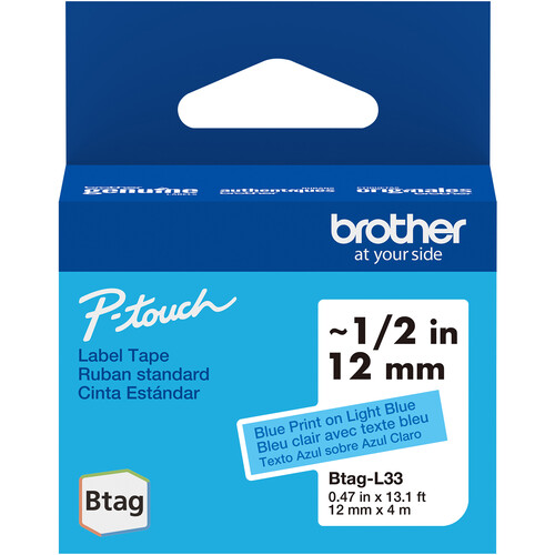 Brother Btag Label Tape for P-Touch PT-N10 PT-N20 & PT-N25BT (Blue on Light Blue 0.5