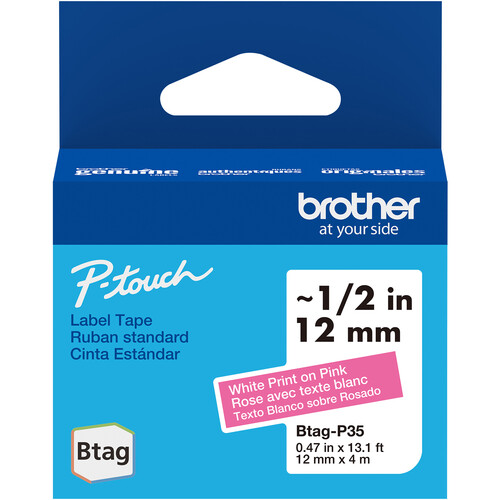 Brother Btag Label Tape for P-Touch PT-N10 PT-N20 & PT-N25BT (White on Pink 0.5