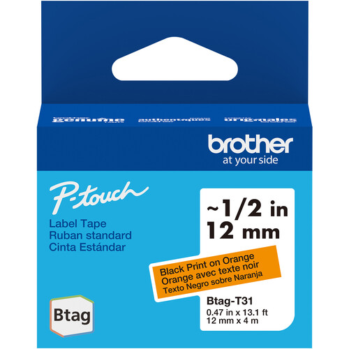 Brother Btag Label Tape for P-Touch PT-N10 PT-N20 & PT-N25BT (Black on Orange 0.5