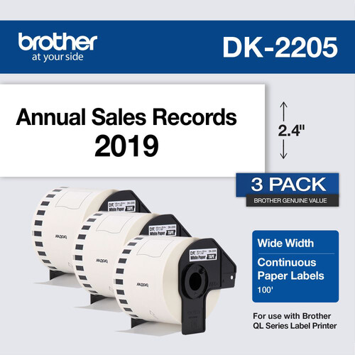 Brother DK-2205 Continuous Paper Labels (White Cut-to-Length Labels 2.4