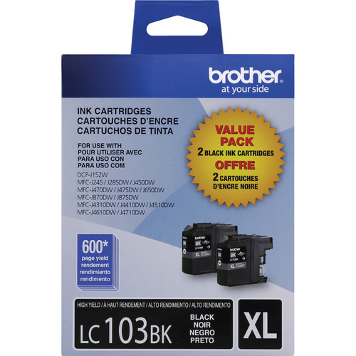Brother LC103BK Innobella High Yield XL Ink Cartridge (2-Pack Black)