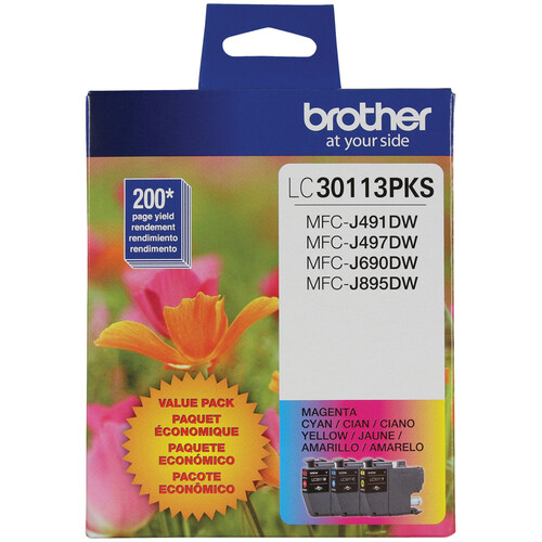 Brother LC30113PKS 3-Pack Standard-Yield Color Ink Cartridges (3-Pack)