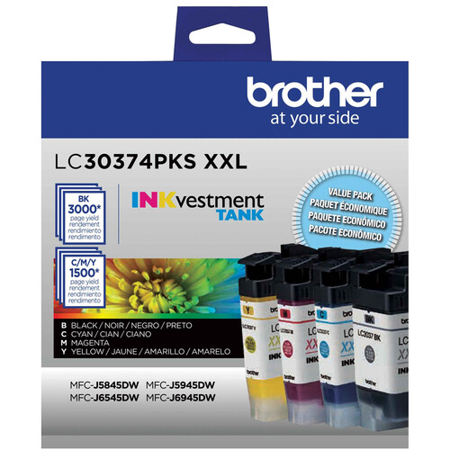 Brother LC3037 INKvestment Tank Super High-Yield Color Ink Set (4-Pack)