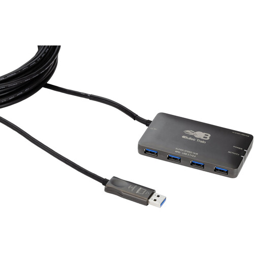 Bullet Train USB 3.1 Gen 1 Fiber Optic Extension Cable with 4-Port Hub (49.2')