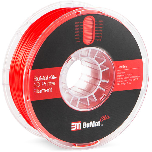 BuMat Elite 1.75mm Flexible Filament (1kg Red)