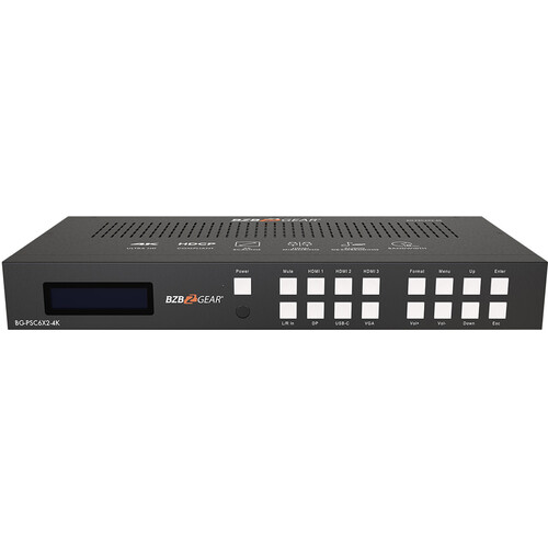 BZBGEAR 6x2 4K Conference Room Presentation Switcher Scaler with HDMI/VGA/USB-C/DP & Audio