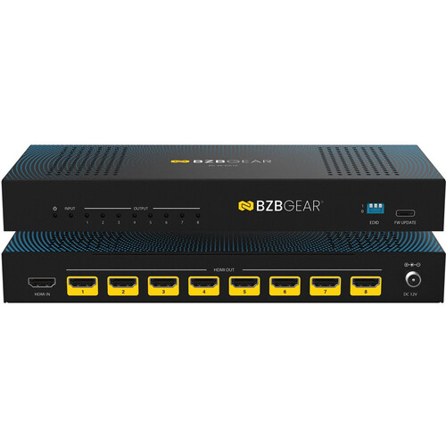 BZBGEAR 1x8 8K60 HDMI Splitter with Auto Downscaling & Audio De-Embedder