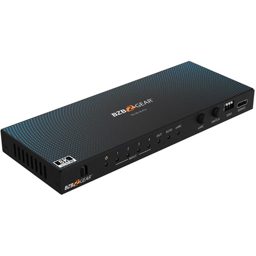BZBGEAR 4x1 UHD 8K HDMI 2.1 Switcher with Audio De-Embedder