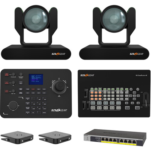 BZBGEAR ADAMO 4K Live Streaming Kit with Two Cameras Controller Switches & Ceiling Mount (Black)