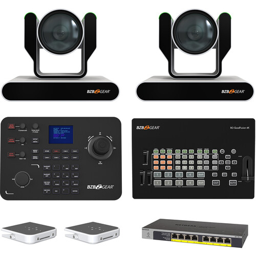BZBGEAR ADAMO 4K Live Streaming Kit with Two Cameras Controller Switches & Ceiling Mount (White)