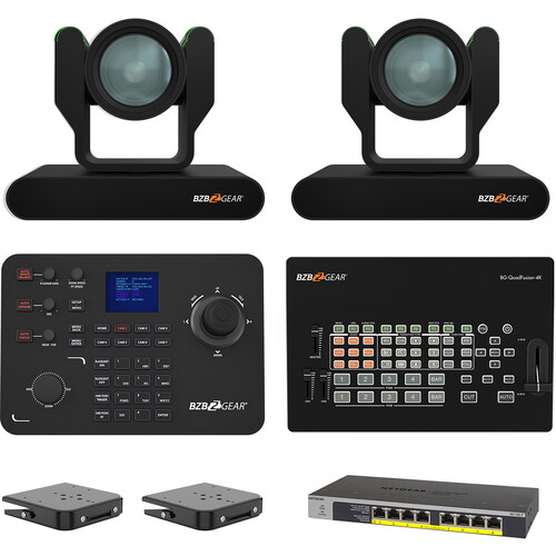 BZBGEAR ADAMO 4K Live Streaming Kit with Two 25x Cameras Controller Switches & Ceiling Mount (Black)