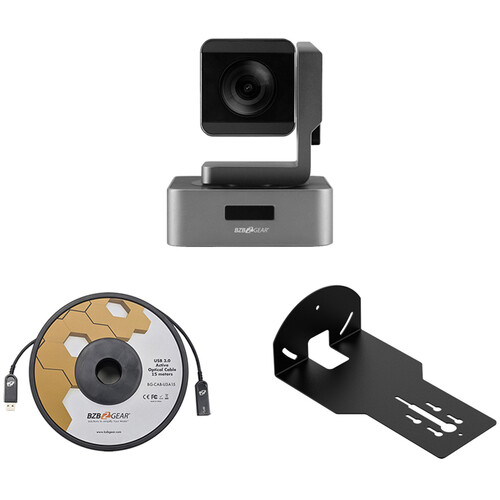 BZBGEAR 1080p HDMI/SDI/USB 30x Zoom PTZ Camera Wall Mount & 33' USB Cable Kit