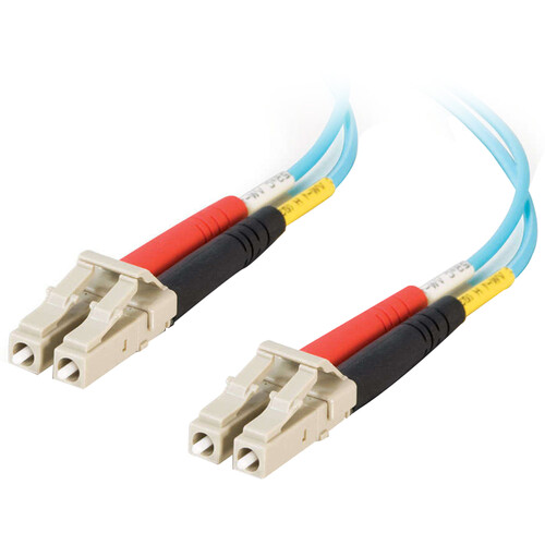 C2G LC to LC Male 50/125 Duplex Multi-Mode OM3 Fiber Optic Cable (9.8' Aqua Riser)
