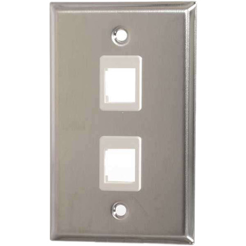 C2G Keystone Single-Gang Wall Plate (2-Port Stainless Steel)