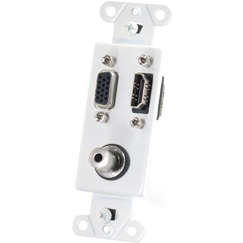 C2G HDMI VGA & 3.5mm Pass-Through Wall Plate (White)
