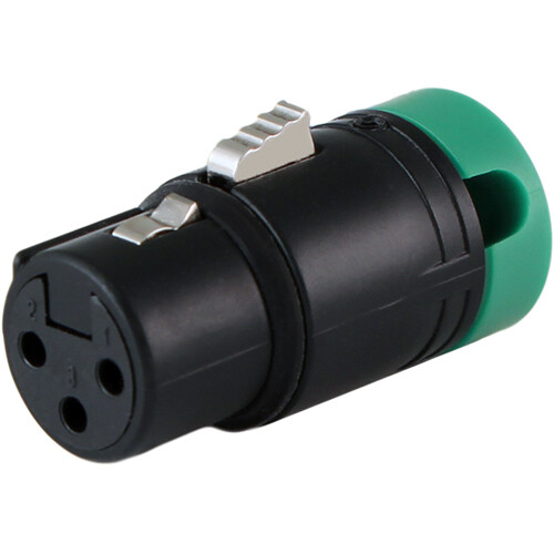 Cable Techniques Low-Profile Right-Angle XLR 3-Pin Female Connector (Large Outlet A-Shell Green Cap)