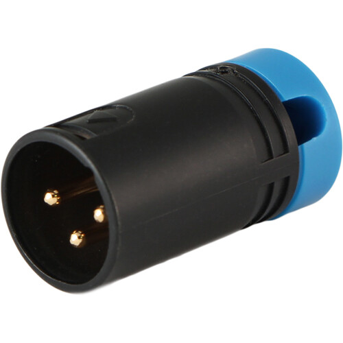 Cable Techniques Low-Profile Right-Angle XLR 3-Pin Male Connector (Large Outlet A-Shell Blue Cap)