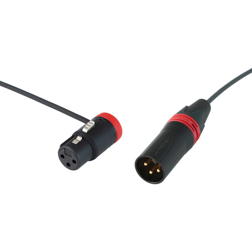 Cable Techniques Low-Profile Right-Angle XLR Female to Straight XLR Male Interconnect Cable (Red Ring/Cap 12