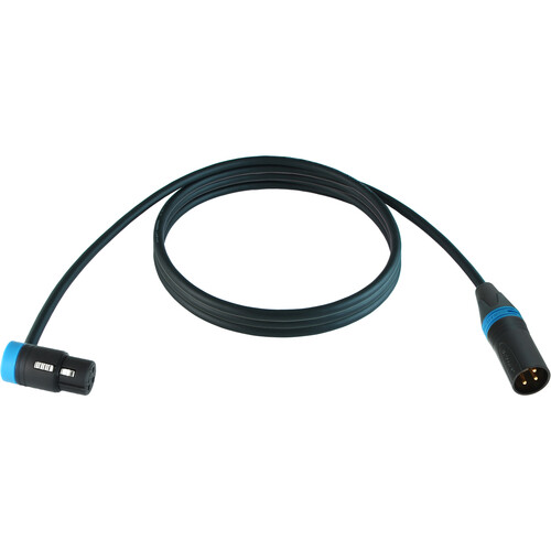 Cable Techniques Low-Profile Right-Angle XLR Female to Straight XLR Male Stage & Studio Mic Cable (Blue Ring/Cap 10')