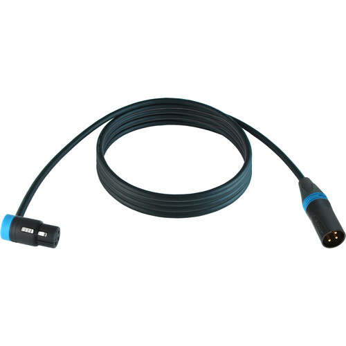 Cable Techniques Low-Profile Right-Angle XLR Female to Straight XLR Male Stage & Studio Mic Cable (Blue Ring/Cap 25')