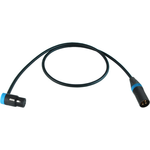 Cable Techniques Low-Profile Right-Angle XLR Female to Straight XLR Male Stage & Studio Mic Cable (Blue Ring/Cap 3')