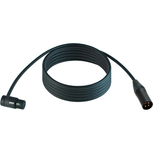 Cable Techniques Low-Profile Right-Angle XLR Female to Straight XLR Male Stage & Studio Mic Cable (Black Ring/Cap 50')
