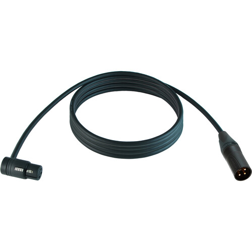 Cable Techniques Low-Profile Right-Angle XLR Female to Straight XLR Male Premium QUAD Cable (Black Cap 25')