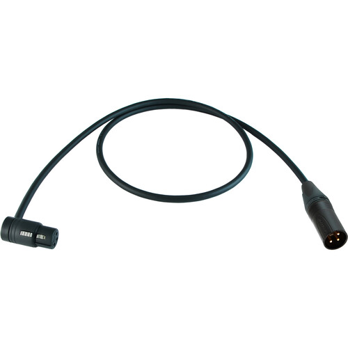 Cable Techniques Low-Profile Right-Angle XLR Female to Straight XLR Male Premium QUAD Cable (Black Cap 3')