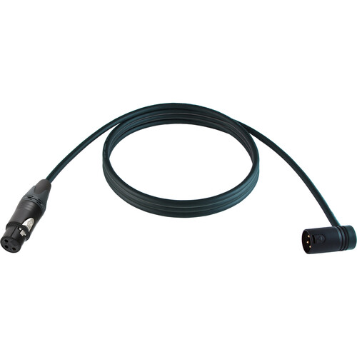 Cable Techniques Straight XLR Female to Low-Profile Right-Angle XLR Male Premium QUAD Cable (Black Cap 15')