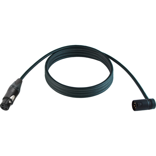 Cable Techniques Straight XLR Female to Low-Profile Right-Angle XLR Male Premium QUAD Cable (Black Cap 25')
