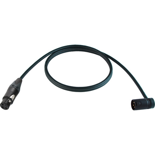 Cable Techniques Straight XLR Female to Low-Profile Right-Angle XLR Male Premium QUAD Cable (Black Cap 6')