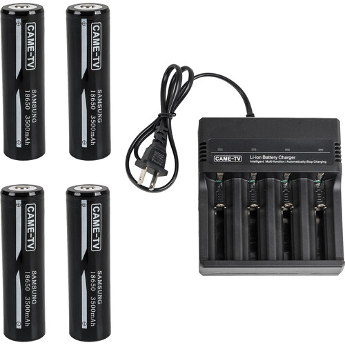 CAME-TV 18650 Battery 4-Pack with Quad Charger (3000mAh)