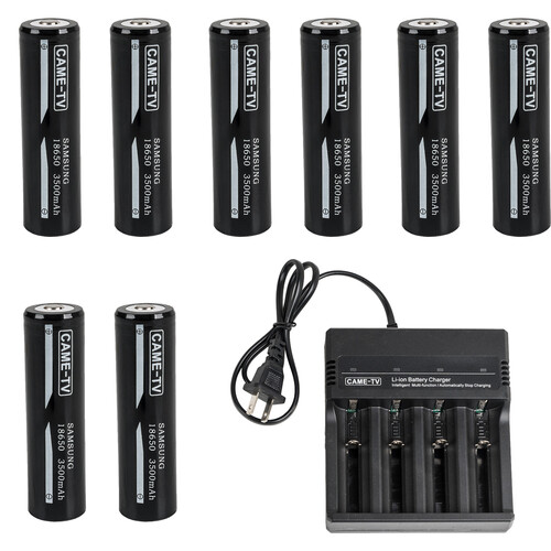 CAME-TV 18650 Battery 8-Pack with Quad Charger (3000mAh)